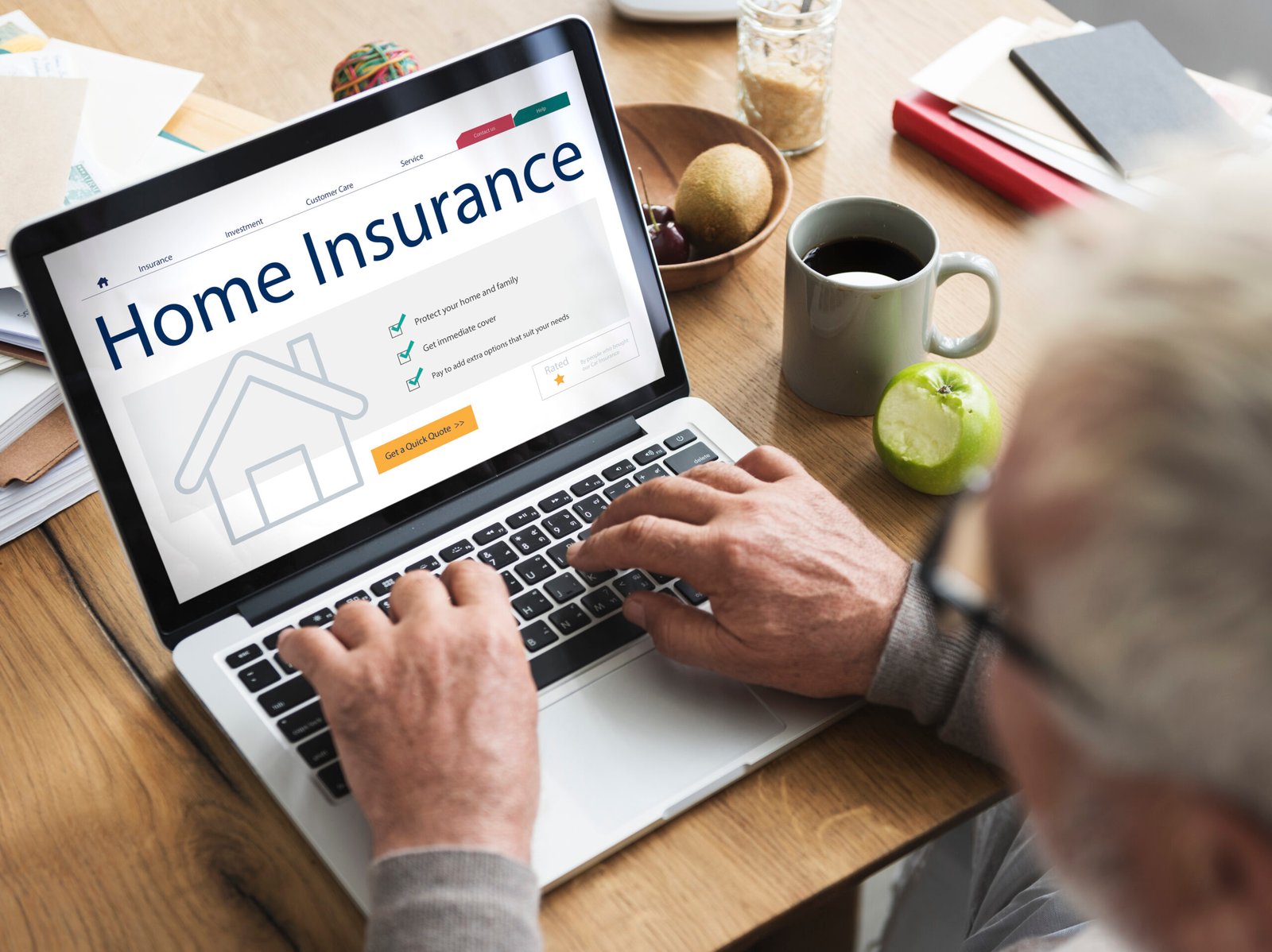 home insurance concept laptop